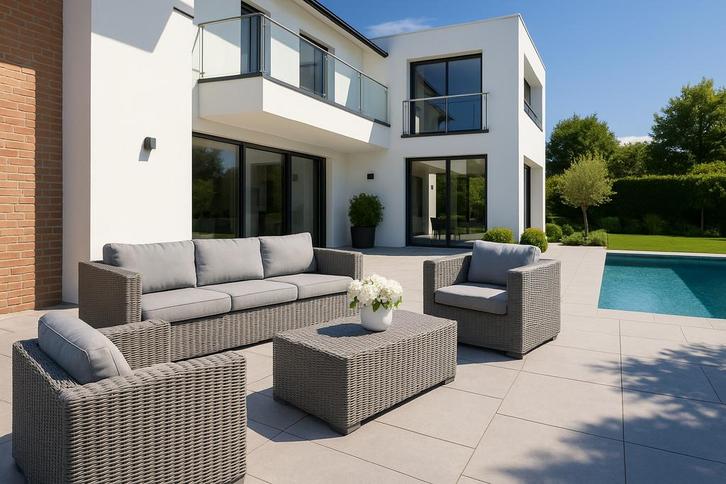 Loungebank | Loungeset | Tuinset - Bellagio | Wicker, Tuin en Terras, Tuinsets en Loungesets, Gebruikt, Loungeset, Wicker, 5 zitplaatsen