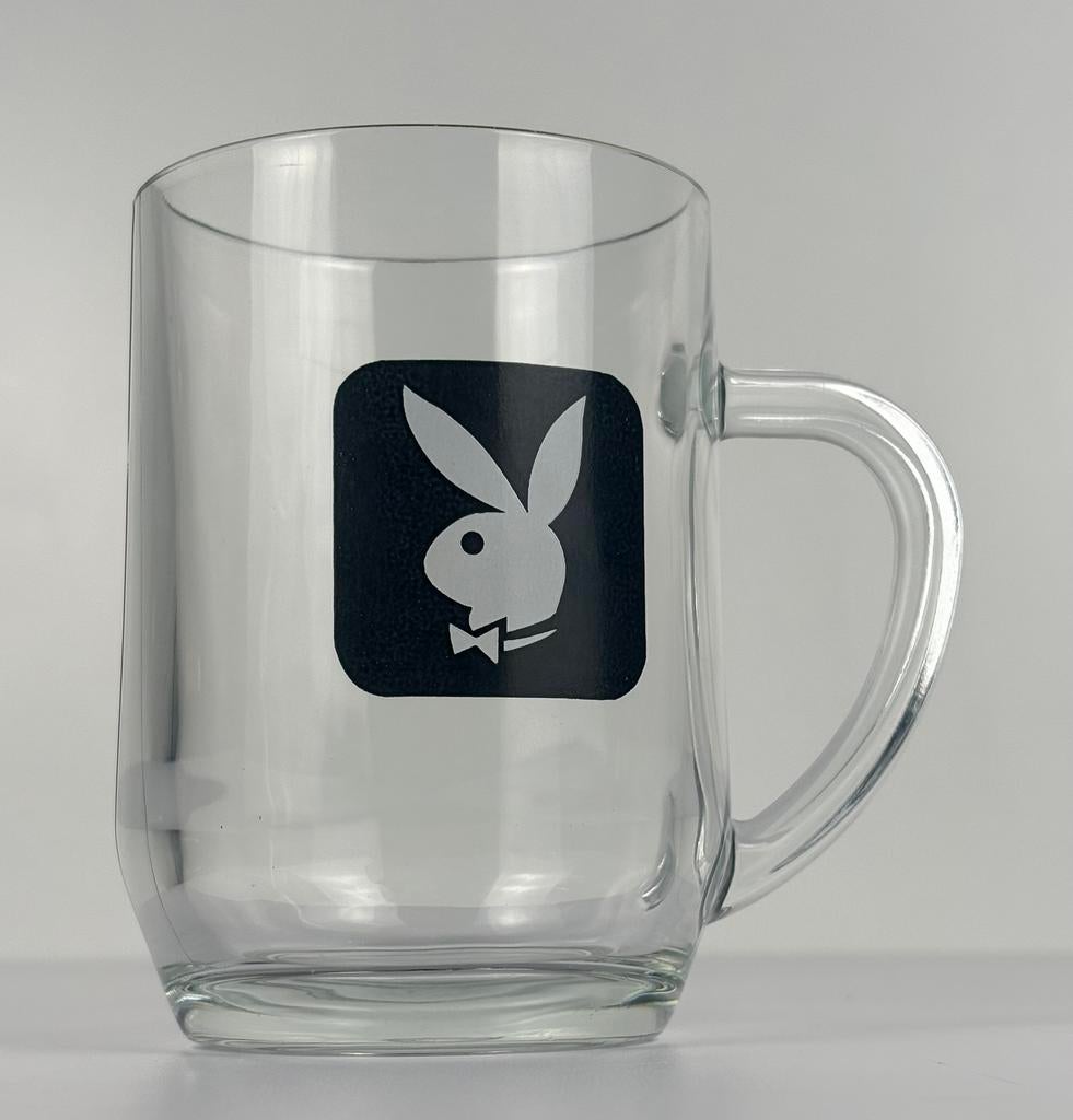 Vintage origineel Playboy pul bierglas France zwart logo, Antiek en Kunst, Ophalen of Verzenden