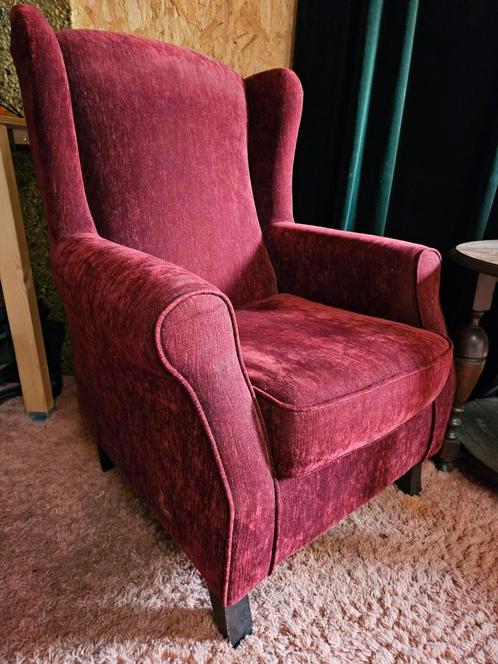 Fluwelen Fateuils wijnrood, Huis en Inrichting, Fauteuils, Zo goed als nieuw, 50 tot 75 cm, Minder dan 75 cm, Ophalen