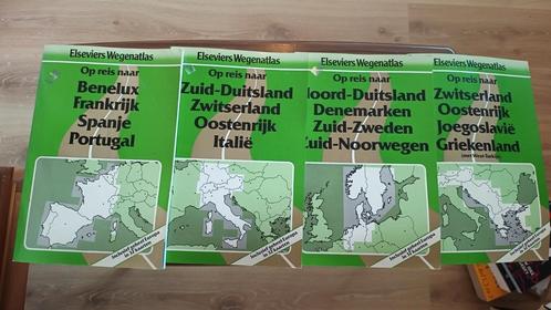 Elsevier wegenatlassen 4 boeken met wegenkaarten, Boeken, Atlassen en Landkaarten, Gelezen, Landkaart, Europa Overig, 1800 tot 2000