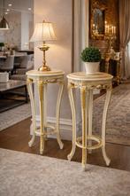 Bloem bijzettafel goud creme, Huis en Inrichting, Woonaccessoires | Zuilen en Pilaren, Ophalen of Verzenden, Nieuw