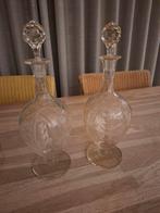 2 glazen geslepen karaffen identiek, Antiek en Kunst, Antiek | Glas en Kristal, Ophalen of Verzenden