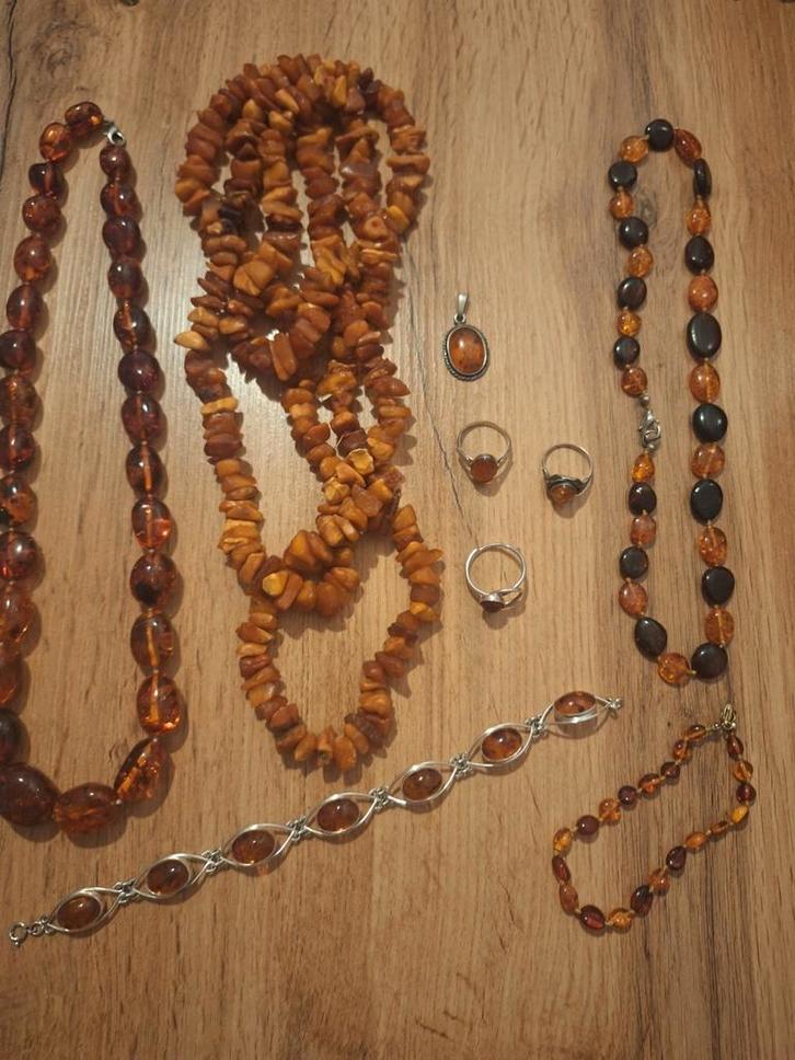 Barnsteen en Zilver sieraden .o.a. Fishland armband, Sieraden, Tassen en Uiterlijk, Kettingen, Zilver, Zilver, Verzenden