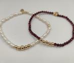 *herfstsale* Armband zoetwaterparels / granaat/ gold filled, Sieraden, Tassen en Uiterlijk, Armbanden, Overige materialen, Met edelsteen