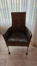 Leren eetkamerstoelen 6 stuks, Huis en Inrichting, Ophalen, Gebruikt, Bruin, Leer