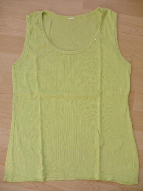 Top lime groen ribbel met strass steentjes maat XL, Kleding | Dames, Tops, Zo goed als nieuw, Maat 46/48 (XL) of groter, Groen