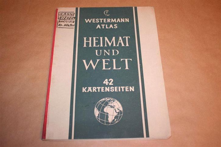 Westermann Atlas - Heimat und Welt - 1954, Boeken, Atlassen en Landkaarten, Gelezen, Landkaart, Nederland, 1800 tot 2000, Ophalen of Verzenden