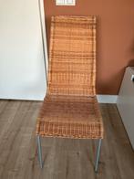 Rieten Stoel met Metalen Poten, Huis en Inrichting, Stoelen, Ophalen, Bruin, Zo goed als nieuw, Metaal