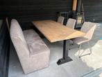 Eettafel met stoelen en bank, Huis en Inrichting, Ophalen, 100 tot 150 cm, Eikenhout, Zo goed als nieuw