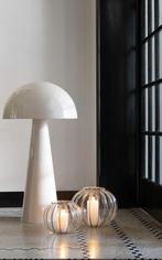 Witte metalen paddenstoel lamp, Huis en Inrichting, Ophalen, Nieuw, Metaal, Minder dan 50 cm