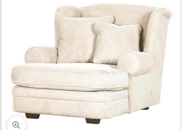 Loveseat wit ribstof, Huis en Inrichting, Fauteuils, Gebruikt, Stof, Ophalen