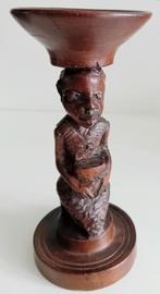 Antiek mahonie houten beeldje kaarsenkandelaar, Ophalen of Verzenden, Overige materialen