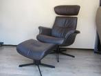 NIEUWSTAAT Time Out design relax fauteuil bruin leder, Huis en Inrichting, Fauteuils, 75 tot 100 cm, Zo goed als nieuw, 50 tot 75 cm
