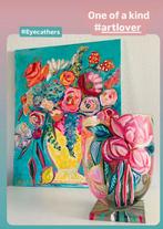 Schilderkunst lievelings bloemen ~ Vrolijke Vaas ~ atelier, Ophalen, Nieuw, Schilderij, Minder dan 50 cm
