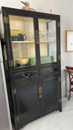 Hele mooie vitrinekast zwart.H 180, Br.100 en diep 40 cm., Huis en Inrichting, Kasten | Buffetkasten, Ophalen, Gebruikt, 50 tot 100 cm