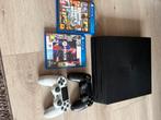 Een zo goed als nieuwe ps4 pro 1tb met 4 spellen, Ophalen of Verzenden, Zo goed als nieuw, Met 2 controllers, Pro