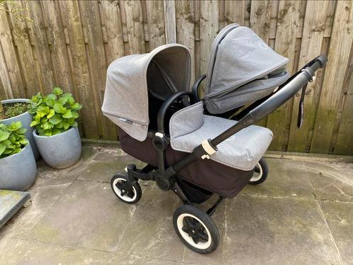 Bugaboo Donkey duo kinderwagen. Zwart gemêleerd grijs., Kinderen en Baby's, Kinderwagens en Combinaties, Zo goed als nieuw, Combiwagen