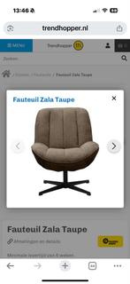 Trendy fauteuil Zala taupe - Trendhopper, Minder dan 75 cm, Nieuw, Ophalen of Verzenden, Stof
