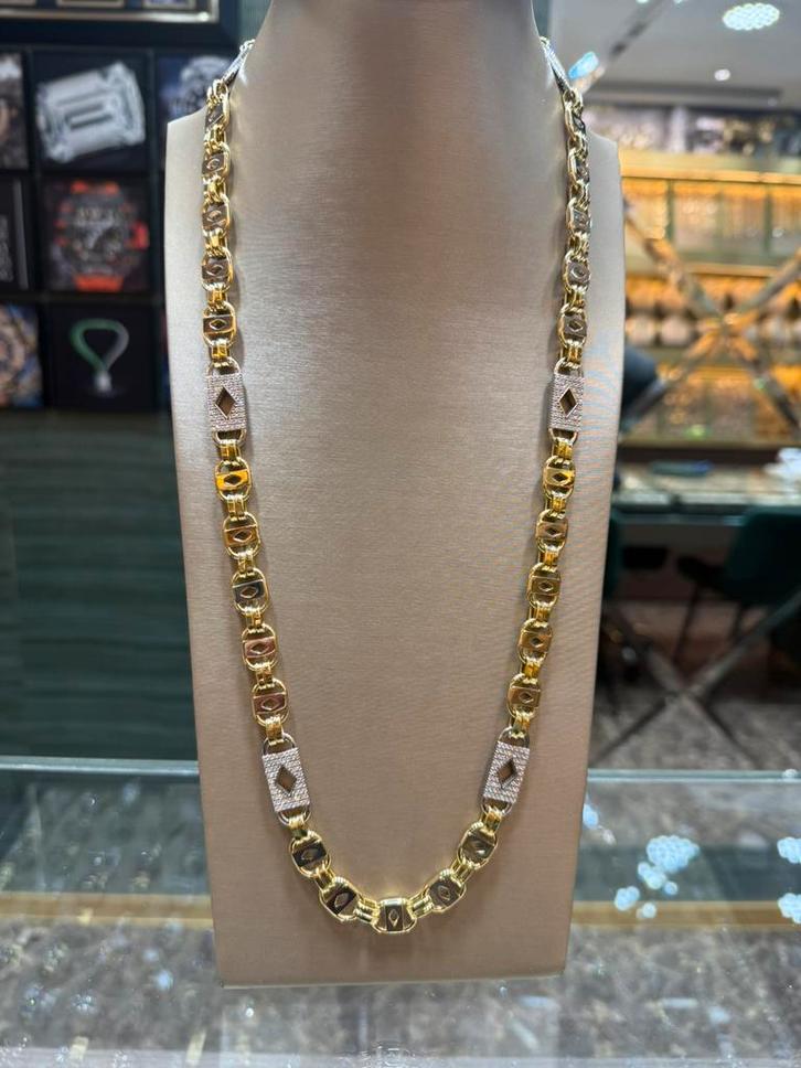 18Kt Goud - 77 Gr - PLAT MAGNUM - Ketting, Sieraden, Tassen en Uiterlijk, Kettingen, Nieuw, Goud, Ophalen