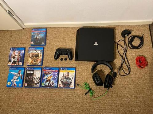 ✅ 🔥 PS4 Pro + Games + Headset Bundel, Spelcomputers en Games, Spelcomputers | Sony PlayStation 4, Zo goed als nieuw, Pro, 1 TB