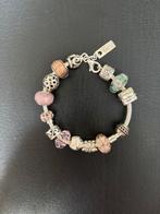 BIBA bedel armband 14 zilver roze bedels 19cm, Overige materialen, Ophalen of Verzenden, Zo goed als nieuw, Roze