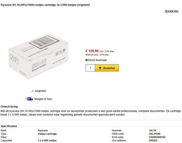 Kyocera SH-10 (093JY000) nietjes cartridge 3x 5.000 nietjes  beschikbaar voor biedingen