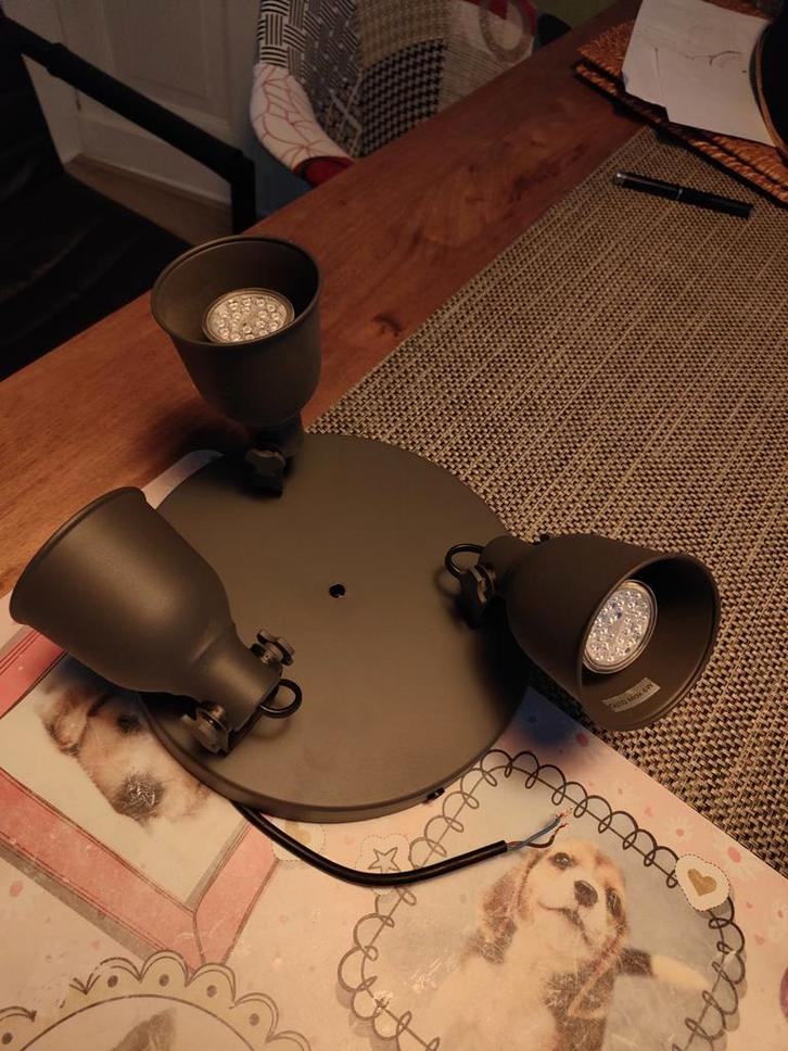 Plafondlamp met spots, Huis en Inrichting, Lampen | Plafondlampen, Gebruikt, Metaal, Ophalen of Verzenden