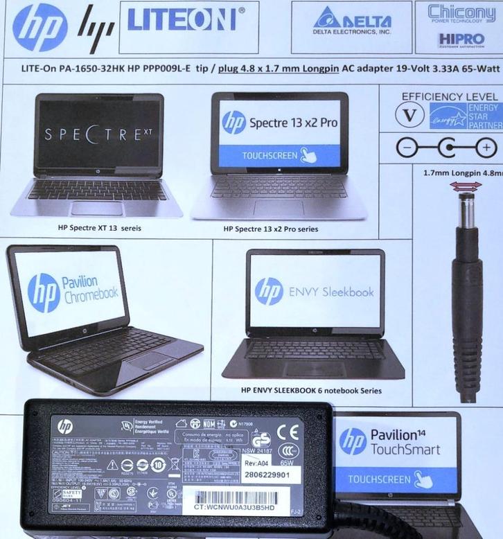 HP 677770-001 19.5V 3.33A 65W Ultrabook Sleekbook Adapter, Computers en Software, Laptop-opladers, Zo goed als nieuw, Ophalen of Verzenden