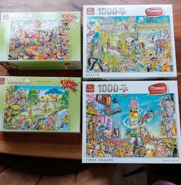 4 puzzels Comic Collection en Funny Comic 1000 stukjes King