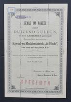 Rijwiel- en Machinefabr. "De Hinde"van Gink Ott Bultman & Co, Verzenden, Voor 1920, Aandeel