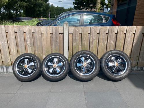Porsche fuchs velgen 15 inch steek 5x130 chroom en gedetaill, Auto-onderdelen, Banden en Velgen, Banden en Velgen, Zomerbanden