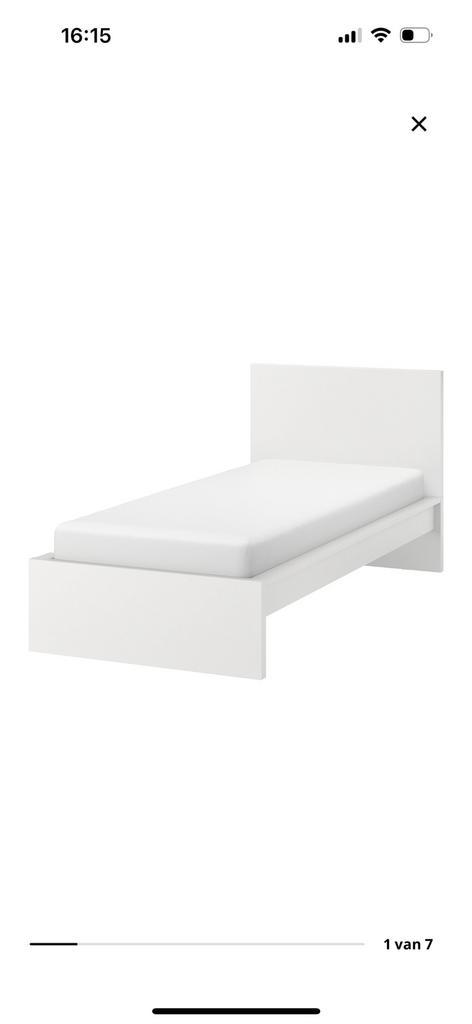 Malm Bed (1-persoons), Huis en Inrichting, Slaapkamer | Bedden, Zo goed als nieuw, Eenpersoons, 90 cm, 200 cm, Hout, Wit, Ophalen