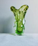 Vintage sommerso vaas glas Tsjechisch Jan Beranek groen, Ophalen of Verzenden