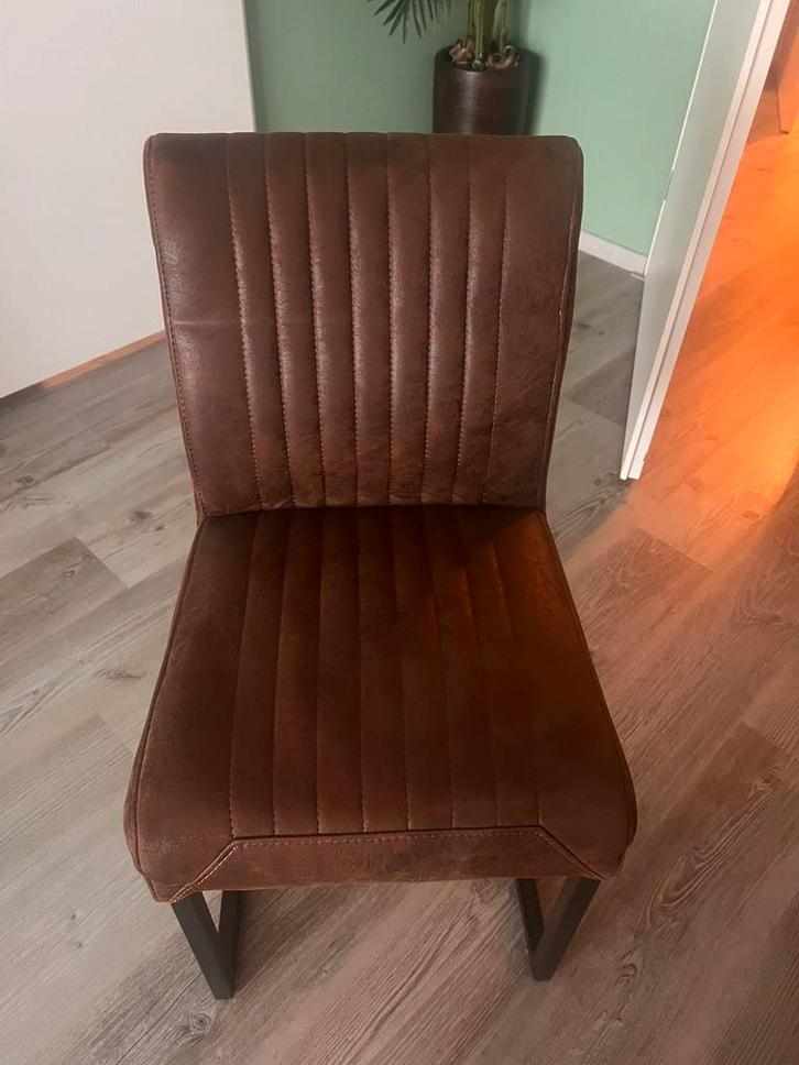 Ferro 3 eetkamerstoelen + eetbank, Huis en Inrichting, Stoelen, Zo goed als nieuw, Vier, Bruin, Ophalen