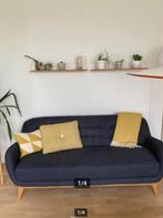 Driezit blauwe zetel Habitat VP 300 euro, Ophalen, Gebruikt, Driepersoons, Stof