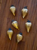 Klassieke gouden 6 heksenballen kerstballen pegel ribbels, Antiek en Kunst, Ophalen of Verzenden