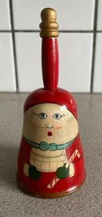 Kerstbel hout vintage oud kerstman beschilderd, Diversen, Kerst, Ophalen of Verzenden, Zo goed als nieuw