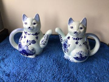 Delftsblauw theepot kat poes…porselein of aardewerk…nieuwst… beschikbaar voor biedingen