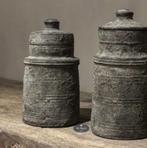 Stenen pot thamel kruik deksel set stoer sober landelijk, Huis en Inrichting, Woonaccessoires | Overige, Verzenden, Nieuw