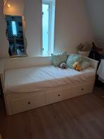 HEMNES Bedbank met 3 lades, wit, 80x200 cm, Ophalen, Zo goed als nieuw, Tweepersoons, Modern