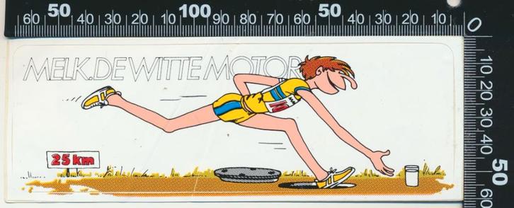 Sticker: Melk - De witte motor (Hardlopen 1), Verzamelen, Stickers, Zo goed als nieuw, Bedrijf of Vereniging, Ophalen of Verzenden