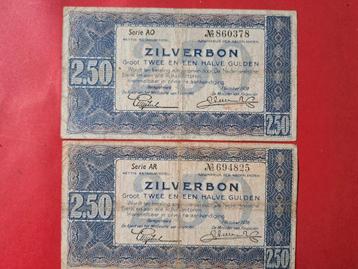 Zilverbon 2.5 Gulden - Setje beschikbaar voor biedingen