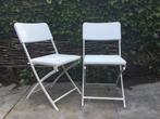 Tuinstoel wit rotan look inklapbaar kunststof, Huis en Inrichting, Stoelen, Ophalen, Kunststof, Wit, Zo goed als nieuw