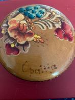 Houten doosje met bloemmotief - Ø 10 cm, Ophalen of Verzenden, Gebruikt