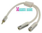 Stereo Audiokabel 3.5mm Male - 2x 3.5mm Female 0.20 m Wit