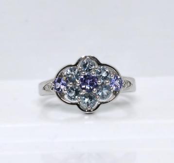Zilver 925 Ring. Diverse edelstenen 1.01 Carat Maat 17.7 mm beschikbaar voor biedingen