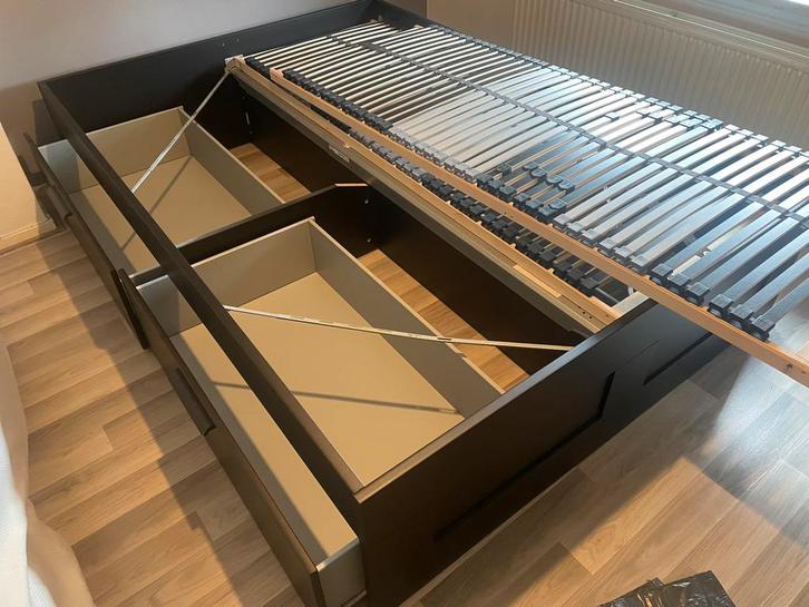 Te koop Ikea BRIMNES Bedframe met opberglades., Huis en Inrichting, Slaapkamer | Bedden, Gebruikt, Tweepersoons, 140 cm, 200 cm