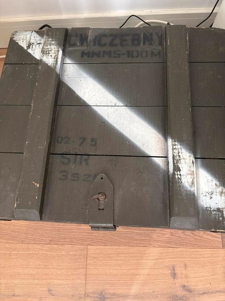 Oude Legerkist met Opschrift - Authentiek & Decoratief, Antiek en Kunst, Antiek | Overige Antiek, Ophalen