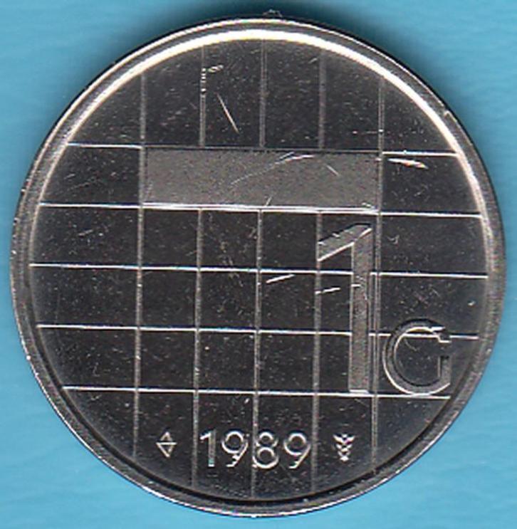 Nederland 1 gulden 1989 Beatrix UNC in munthouder, Postzegels en Munten, Munten | Nederland, Losse munt, 1 gulden, Koningin Beatrix