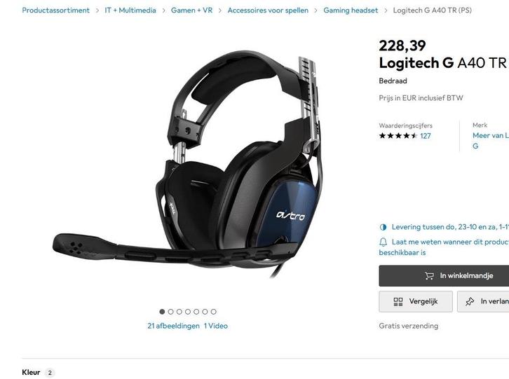 Astro A40 Gaming Headset voor PS5, Computers en Software, Headsets, Zo goed als nieuw, Gaming headset, Ophalen of Verzenden